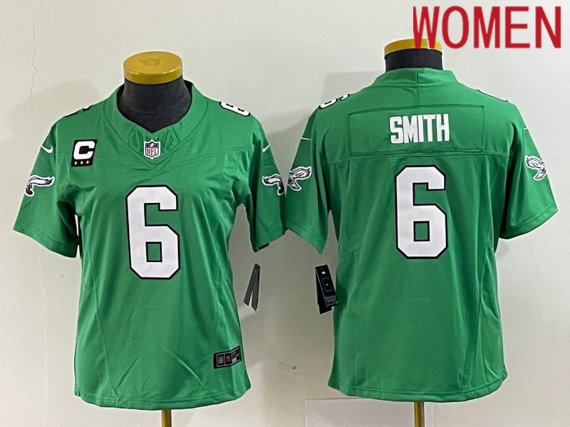 Women Philadelphia Eagles #6 Smith Green Nike Throwback Vapor Limited NFL Jerseys